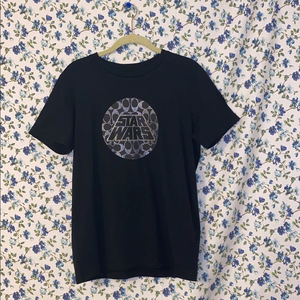 Coach Star Wars Logo Black Glitter Tee Shirt - Picture 8 of 16
